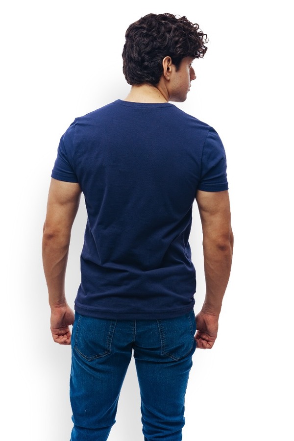 Playera Manga Corta Azul Marino Stretch Cuello Redondo Para Caballero